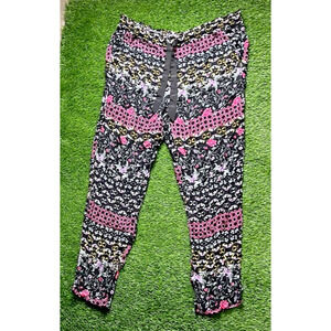Josie Natori Pattern Lounge Pajama Pants Womens Large Pink Black